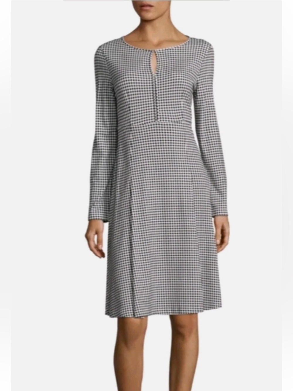 Weekend Max Mara Check Gingham Midi Dress Fit & Flare Black White Sz M/L